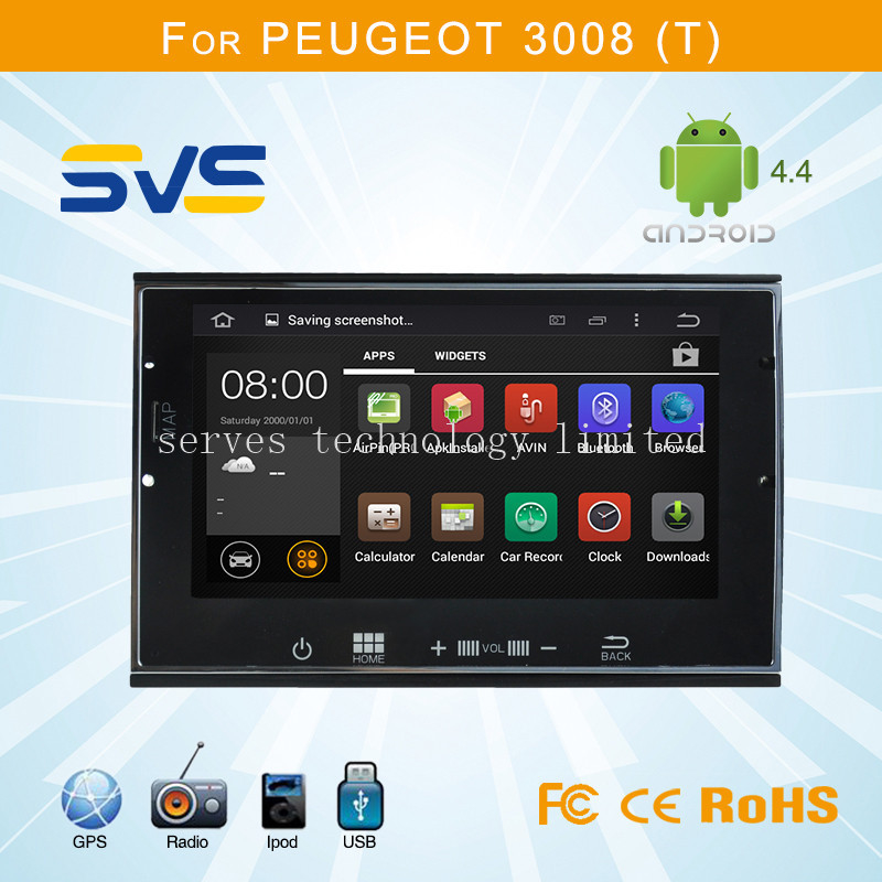 Android 4.4 car dvd player GPS navigation for Peugeot 3008 5008 full touch screen